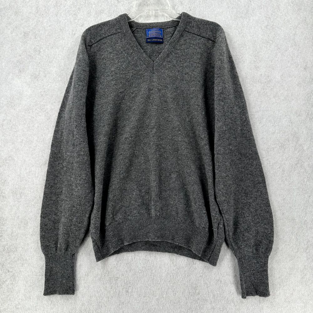 VTG PENDLETON‎ Sweater XL Country Traditionals Lambswool Pullover USA Gray